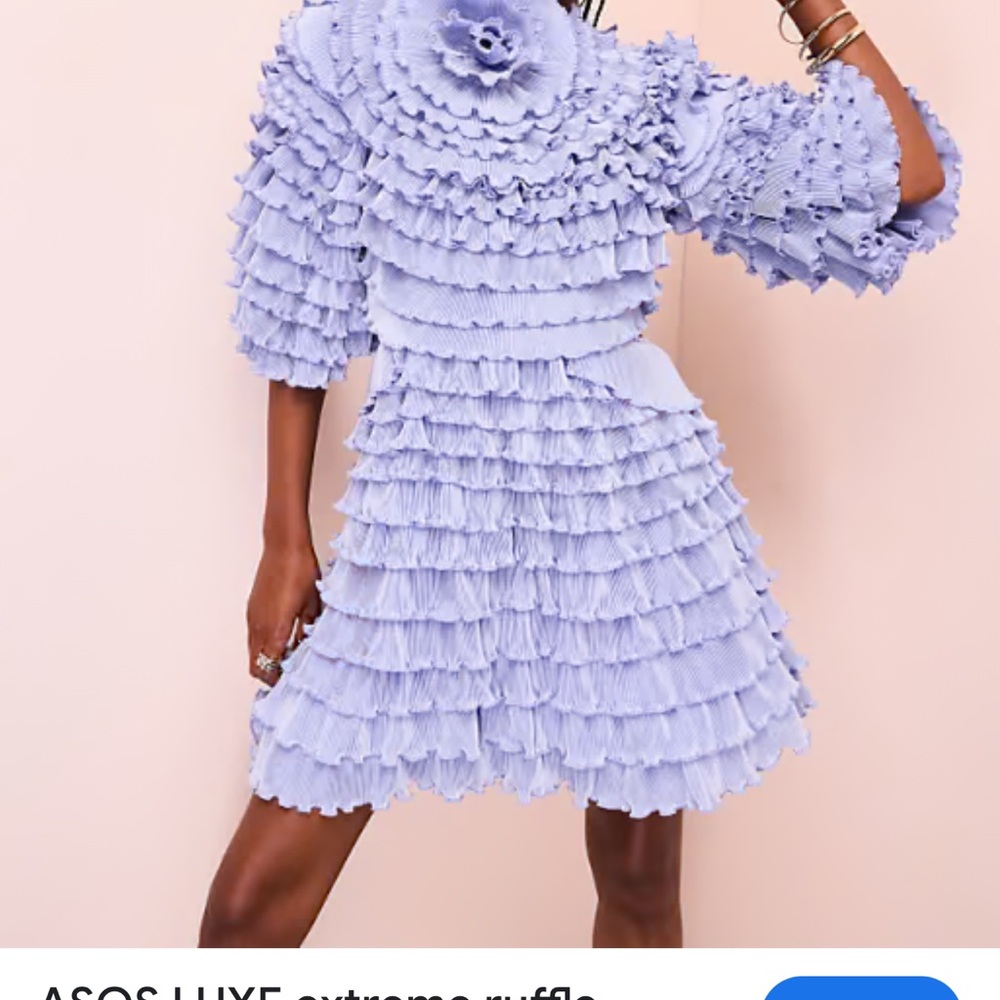 ASOS Luxe Ruffle Mini Dress in Soft Lavender
